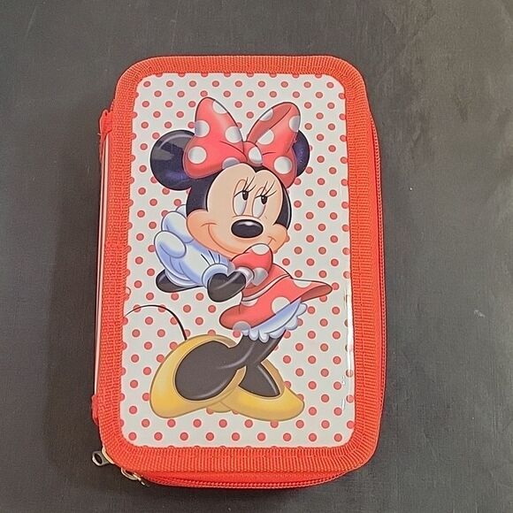 BRAND NEW MINNIE MOUSE WALT DISNEY 3 SECTION PENCIL CASE ORGANIZER - Picture 2 of 11